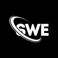 logotipo de swe. letra sueca. diseño de logotipo de letra swe. logotipo de iniciales swe vinculado con círculo y logotipo de monograma en mayúsculas. tipografía swe para tecnología, negocios y marca inmobiliaria. vector