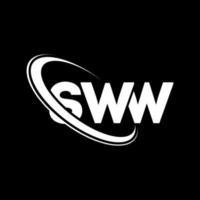 logotipo de SW. letra SW. diseño del logotipo de la letra sww. logotipo de iniciales sww vinculado con círculo y logotipo de monograma en mayúsculas. tipografía sww para tecnología, negocios y marca inmobiliaria. vector