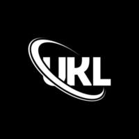 logotipo de la U.K.L. letra ukl. diseño del logotipo de la letra ukl. logotipo de las iniciales ukl vinculado con un círculo y un logotipo de monograma en mayúsculas. tipografía ukl para tecnología, negocios y marca inmobiliaria. vector