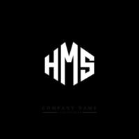 HMS letter logo design with polygon shape. HMS polygon and cube shape logo design. HMS hexagon vector logo template white and black colors. HMS monogram, business and real estate logo.
