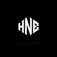 HNE letter logo design with polygon shape. HNE polygon and cube shape logo design. HNE hexagon vector logo template white and black colors. HNE monogram, business and real estate logo.