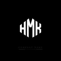 HMK letter logo design with polygon shape. HMK polygon and cube shape logo design. HMK hexagon vector logo template white and black colors. HMK monogram, business and real estate logo.