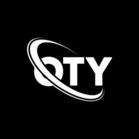 logotipo de oty. oty carta. diseño del logotipo de la letra oty. logotipo de iniciales oty vinculado con círculo y logotipo de monograma en mayúsculas. tipografía oty para tecnología, negocios y marca inmobiliaria. vector