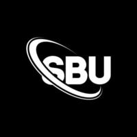 logotipo de sbu. carta sbu. diseño del logotipo de la letra sbu. logotipo de las iniciales sbu vinculado con un círculo y un logotipo de monograma en mayúsculas. tipografía sbu para tecnología, negocios y marca inmobiliaria. vector