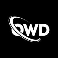 logotipo de owd. vieja carta. diseño de logotipo de letra owd. logotipo de iniciales owd vinculado con círculo y logotipo de monograma en mayúsculas. tipografía owd para tecnología, negocios y marca inmobiliaria. vector