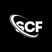 logotipo de scf. letra scf. diseño de logotipo de letra scf. logotipo de iniciales scf vinculado con círculo y logotipo de monograma en mayúsculas. tipografía scf para tecnología, negocios y marca inmobiliaria. vector