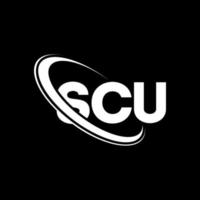 SCU logo. SCU letter. SCU letter logo design. Initials SCU logo linked with circle and uppercase monogram logo. SCU typography for technology, business and real estate brand. vector