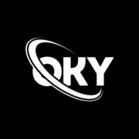 logotipo de OK. carta bien. diseño de logotipo de letra oky. logotipo de oky de las iniciales vinculado con un círculo y un logotipo de monograma en mayúsculas. tipografía oky para tecnología, negocios y marca inmobiliaria. vector