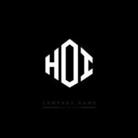 HOI letter logo design with polygon shape. HOI polygon and cube shape logo design. HOI hexagon vector logo template white and black colors. HOI monogram, business and real estate logo.