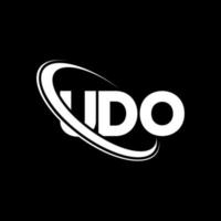 logotipo de udo. udo carta. diseño de logotipo de letra udo. logotipo de iniciales udo vinculado con círculo y logotipo de monograma en mayúsculas. tipografía udo para tecnología, negocios y marca inmobiliaria. vector