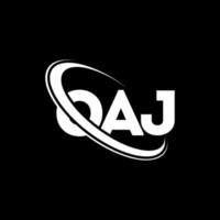 logotipo de oa. oaj carta. diseño del logotipo de la letra oaj. logotipo de iniciales oaj vinculado con círculo y logotipo de monograma en mayúsculas. tipografía oaj para tecnología, negocios y marca inmobiliaria. vector