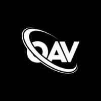 logotipo de la OAV. carta oav. diseño del logotipo de la letra oav. logotipo de iniciales oav vinculado con círculo y logotipo de monograma en mayúsculas. tipografía oav para tecnología, negocios y marca inmobiliaria. vector