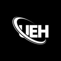 logotipo de eh. eh carta. diseño del logotipo de la letra ueh. logotipo de las iniciales ueh vinculado con un círculo y un logotipo de monograma en mayúsculas. tipografía ueh para tecnología, negocios y marca inmobiliaria. vector