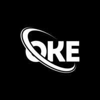 OKE logo. OKE letter. OKE letter logo design. Initials OKE logo linked with circle and uppercase monogram logo. OKE typography for technology, business and real estate brand. vector