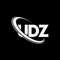 UDZ logo. UDZ letter. UDZ letter logo design. Initials UDZ logo linked with circle and uppercase monogram logo. UDZ typography for technology, business and real estate brand. vector