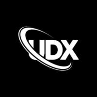 UDX logo. UDX letter. UDX letter logo design. Initials UDX logo linked with circle and uppercase monogram logo. UDX typography for technology, business and real estate brand. vector
