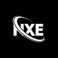 logotipo de nxe. letra nxe. diseño del logotipo de la letra nxe. logotipo de las iniciales nxe vinculado con un círculo y un logotipo de monograma en mayúsculas. tipografía nxe para tecnología, negocios y marca inmobiliaria. vector