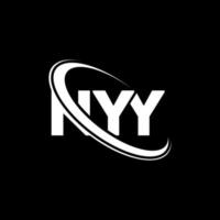 logotipo de nyy. nyy carta. diseño del logotipo de la letra nyy. logotipo de las iniciales nyy vinculado con el círculo y el logotipo del monograma en mayúsculas. tipografía nyy para tecnología, negocios y marca inmobiliaria. vector