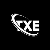 TXE logo. TXE letter. TXE letter logo design. Initials TXE logo linked with circle and uppercase monogram logo. TXE typography for technology, business and real estate brand. vector