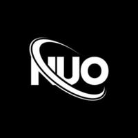 NUO logo. NUO letter. NUO letter logo design. Initials NUO logo linked with circle and uppercase monogram logo. NUO typography for technology, business and real estate brand. vector