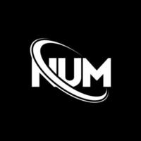 NUM logo. NUM letter. NUM letter logo design. Initials NUM logo linked with circle and uppercase monogram logo. NUM typography for technology, business and real estate brand. vector