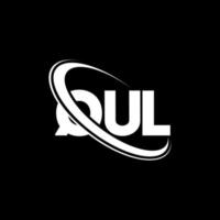 QUL logo. QUL letter. QUL letter logo design. Initials QUL logo linked with circle and uppercase monogram logo. QUL typography for technology, business and real estate brand. vector