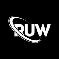 logotipo de ruw. carta ruda. diseño de logotipo de letra ruw. logotipo de ruw iniciales vinculado con círculo y logotipo de monograma en mayúsculas. tipografía ruw para tecnología, negocios y marca inmobiliaria. vector