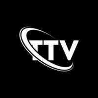 logotipo de televisión. letra tvv. diseño del logotipo de la letra ttv. logotipo de iniciales ttv vinculado con círculo y logotipo de monograma en mayúsculas. tipografía todotv para tecnología, negocios y marca inmobiliaria. vector