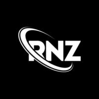 RNZ logo. RNZ letter. RNZ letter logo design. Initials RNZ logo linked with circle and uppercase monogram logo. RNZ typography for technology, business and real estate brand. vector