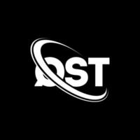 logotipo qst. letra qst. diseño del logotipo de la letra qst. logotipo qst de iniciales vinculado con círculo y logotipo de monograma en mayúsculas. tipografía qst para tecnología, negocios y marca inmobiliaria. vector