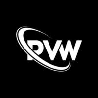 logotipo de vw. carta pww. diseño del logotipo de la letra pvw. logotipo de iniciales pvw vinculado con círculo y logotipo de monograma en mayúsculas. tipografía pvw para tecnología, negocios y marca inmobiliaria. vector
