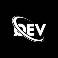 logotipo qev. qev carta. diseño del logotipo de la letra qev. logotipo qev de iniciales vinculado con círculo y logotipo de monograma en mayúsculas. tipografía qev para tecnología, negocios y marca inmobiliaria. vector