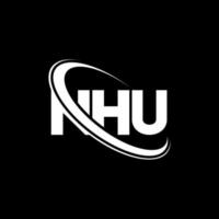 logotipo de nhu. letra nhu. diseño del logotipo de la letra nhu. logotipo de las iniciales nhu vinculado con un círculo y un logotipo de monograma en mayúsculas. tipografía nhu para tecnología, negocios y marca inmobiliaria. vector