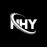 NHY logo. NHY letter. NHY letter logo design. Initials NHY logo linked with circle and uppercase monogram logo. NHY typography for technology, business and real estate brand. vector