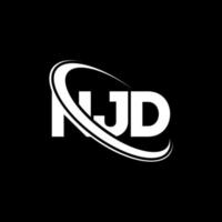 logotipo de njd. carta njd. diseño del logotipo de la letra njd. logotipo de las iniciales njd vinculado con un círculo y un logotipo de monograma en mayúsculas. tipografía njd para tecnología, negocios y marca inmobiliaria. vector