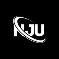 logotipo de nju. letra nju. diseño del logotipo de la letra nju. logotipo de iniciales nju vinculado con círculo y logotipo de monograma en mayúsculas. tipografía nju para tecnología, negocios y marca inmobiliaria. vector