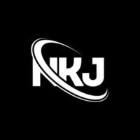 logotipo de NKJ. letra nkj. diseño del logotipo de la letra nkj. logotipo de iniciales nkj vinculado con círculo y logotipo de monograma en mayúsculas. tipografía nkj para tecnología, negocios y marca inmobiliaria. vector