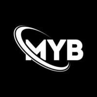 logotipo de myb. mi letra b. diseño del logotipo de la letra myb. logotipo de myb iniciales vinculado con círculo y logotipo de monograma en mayúsculas. tipografía myb para tecnología, negocios y marca inmobiliaria. vector