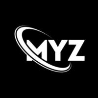 logotipo de myz. mi carta diseño del logotipo de la letra myz. logotipo de myz de iniciales vinculado con círculo y logotipo de monograma en mayúsculas. tipografía myz para tecnología, negocios y marca inmobiliaria. vector