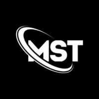 logotipo mst. letra mst. diseño de logotipo de letra mst. logotipo de mst de iniciales vinculado con círculo y logotipo de monograma en mayúsculas. tipografía mst para tecnología, negocios y marca inmobiliaria. vector