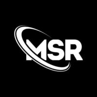 logotipo msr. carta msr. diseño del logotipo de la letra msr. logotipo de las iniciales msr vinculado con un círculo y un logotipo de monograma en mayúsculas. tipografía msr para tecnología, negocios y marca inmobiliaria. vector