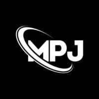 logotipo de MPJ. letra MPJ. diseño del logotipo de la letra mpj. logotipo de las iniciales mpj vinculado con un círculo y un logotipo de monograma en mayúsculas. tipografía mpj para tecnología, negocios y marca inmobiliaria. vector