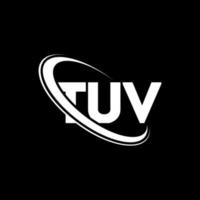 logotipo de tuv carta tuv. diseño del logotipo de la letra tuv. logotipo de tuv de iniciales vinculado con círculo y logotipo de monograma en mayúsculas. tipografía tuv para tecnología, negocios y marca inmobiliaria. vector