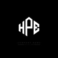 HPE letter logo design with polygon shape. HPE polygon and cube shape logo design. HPE hexagon vector logo template white and black colors. HPE monogram, business and real estate logo.