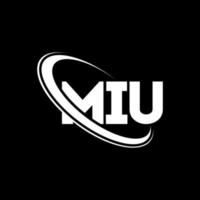 logotipo de miu. miu carta. diseño del logotipo de la letra miu. logotipo de miu iniciales vinculado con círculo y logotipo de monograma en mayúsculas. tipografía miu para tecnología, negocios y marca inmobiliaria. vector