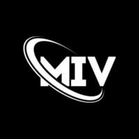 logotipo de miv. carta miv. diseño del logotipo de la letra miv. logotipo de iniciales miv vinculado con círculo y logotipo de monograma en mayúsculas. tipografía miv para tecnología, negocios y marca inmobiliaria. vector