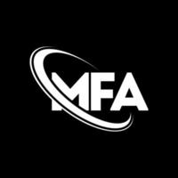 MFA logo. MFA letter. MFA letter logo design. Initials MFA logo linked with circle and uppercase monogram logo. MFA typography for technology, business and real estate brand. vector