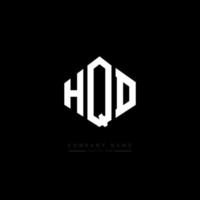 HQD letter logo design with polygon shape. HQD polygon and cube shape logo design. HQD hexagon vector logo template white and black colors. HQD monogram, business and real estate logo.