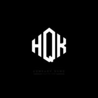 HQK letter logo design with polygon shape. HQK polygon and cube shape logo design. HQK hexagon vector logo template white and black colors. HQK monogram, business and real estate logo.