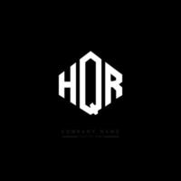 HQR letter logo design with polygon shape. HQR polygon and cube shape logo design. HQR hexagon vector logo template white and black colors. HQR monogram, business and real estate logo.